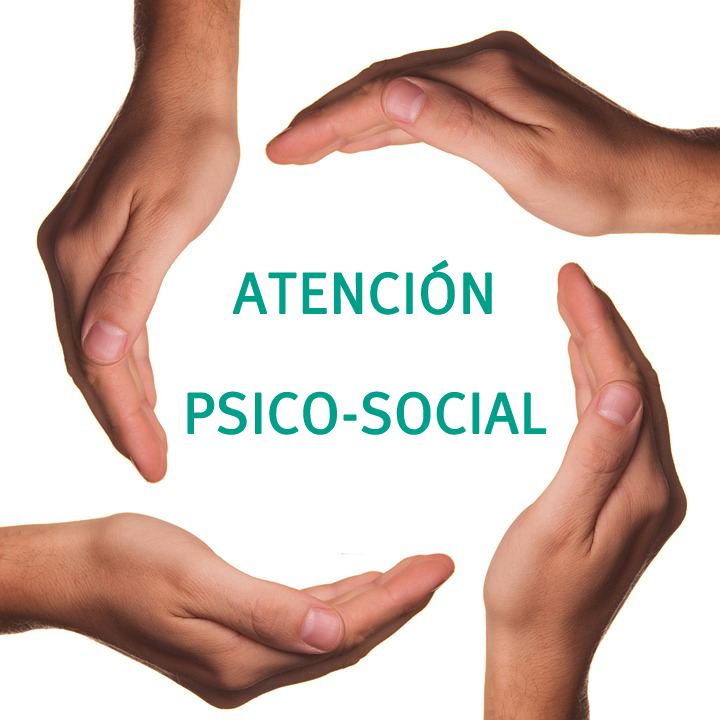 Manos arropando el texto: Atención psicosocial